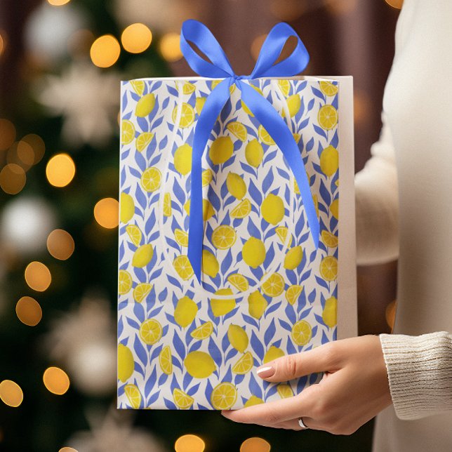 Sacola Para Presentes Média Lemons Blue Mediterranean (Criador carregado)