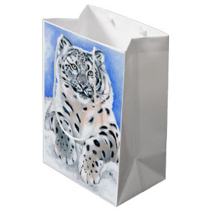 Sacola Para Presentes Média Leopardo de neve