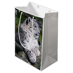 Sacola Para Presentes Média Leopardo de Neve Refrigerado