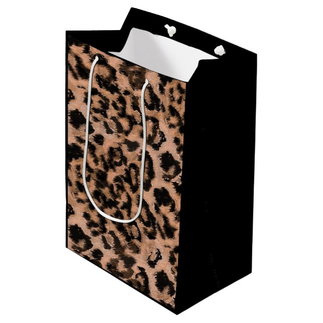 Sacola Para Presentes Média Leopardo - impressão de animais com impressão (Frente inclinada)