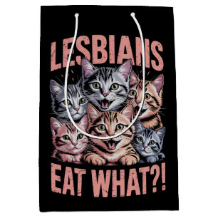 Sacola Para Presentes Média Lésbicas Comem O Que Gato Engraçado Lésbica Orgulh