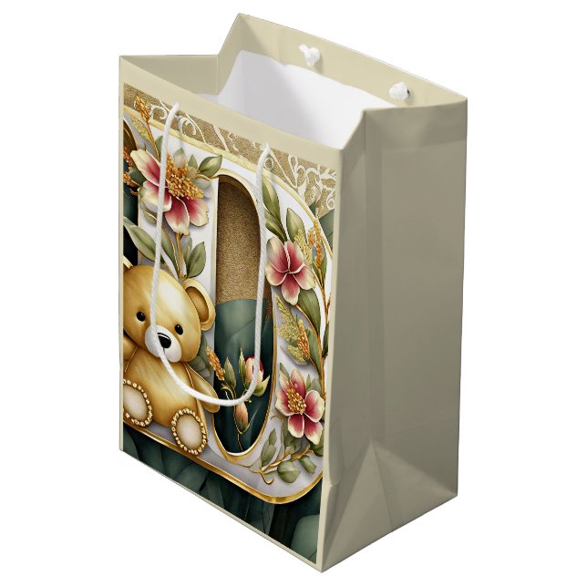 Sacola Para Presentes Média Letra FLoral Teddy Bear D (Frente inclinada)