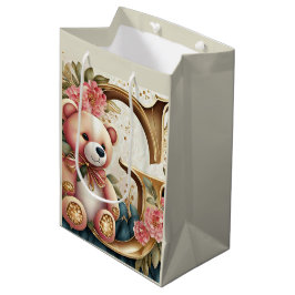 Sacola Para Presentes Média Letra FLoral Teddy Bear G