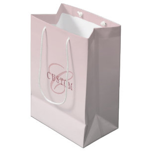 Sacola Para Presentes Média Letras Elegantes & Monograma   Rose Ombre
