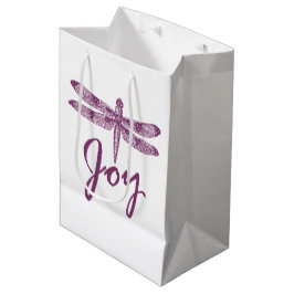 Sacola Para Presentes Média Libélula do roxo da alegria do feriado