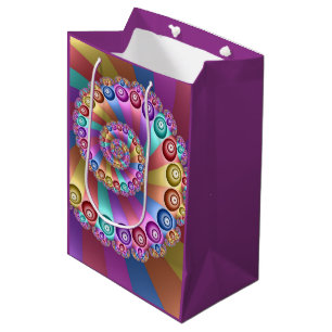 Sacola Para Presentes Média Linda Arco-Íris Colores Abstrato de Arte Fractal