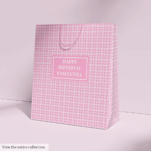 Sacola Para Presentes Média Linda Bolsa de Presente Xadrez Rosa Acento Nome Pe