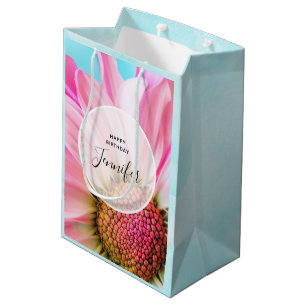 Sacola Para Presentes Média Linda Flor Rosa Fechar Foto