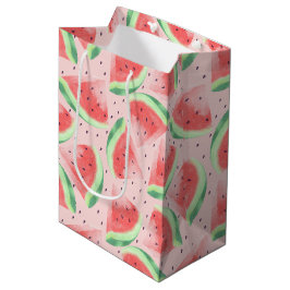 Sacola Para Presentes Média Linda Melancia Kawaii Aquarela de Verão