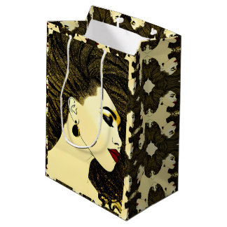 Sacola Para Presentes Média Linda Mulher Afro-Americana Com Travas