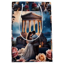 Sacola Para Presentes Média Linda noiva e noiva ao lado do mar