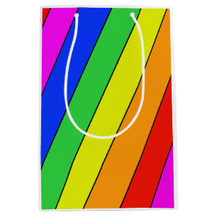 Sacola Para Presentes Média Lindas e brilhantes STRIPES arco-íris