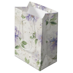 Sacola Para Presentes Média Lindas Flores de Lavanda Roxa