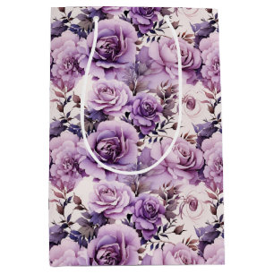 Sacola Para Presentes Média Lindas flores roxas
