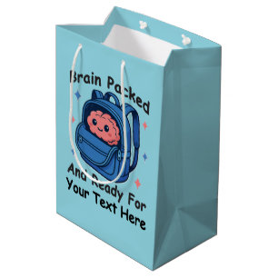 Sacola Para Presentes Média Lindo “Cérebro Pronto” Personalizável de Volta às