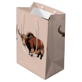 Sacola Para Presentes Média Lindo e adorável iaque marrom