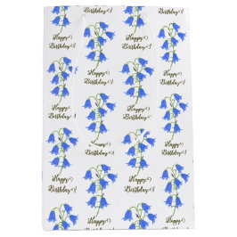 Sacola Para Presentes Média Lindos Bluebells Branco