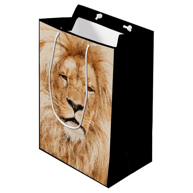 SACOLA PARA PRESENTES MÉDIA LION PORTRAIT (Frente inclinada)