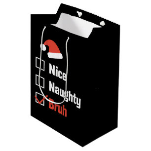Sacola Para Presentes Média Lista de Natal Legal Bruh Funny Xmas