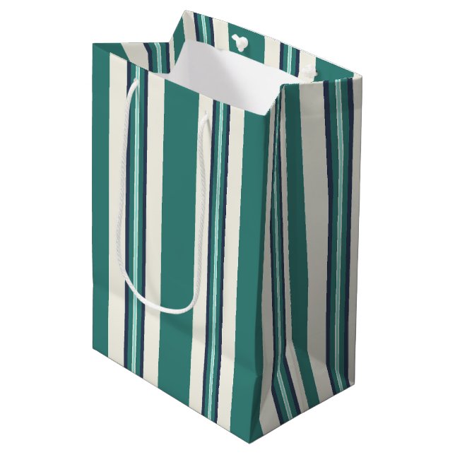 Sacola Para Presentes Média Listrado Verde  (Frente inclinada)
