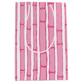 Sacola Para Presentes Média Listras de Bambu Bambooey em Rosa