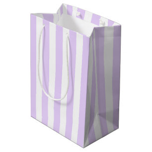 Sacola Para Presentes Média Listras de doce lilás roxo e branco