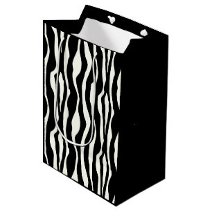 Sacola Para Presentes Média Listras de zebra - Preto e Branco