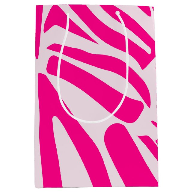 Sacola Para Presentes Média Listras de zebra rosa (Frente)