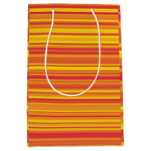 Sacola Para Presentes Média Listras Laranja Vermelho Amarelo