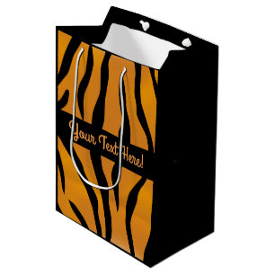 Sacola Para Presentes Média Listras selvagens personalizadas do tigre da coisa