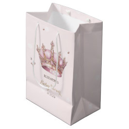 Sacola Para Presentes Média Little Princess Crown Pearls Dots Baby Shower