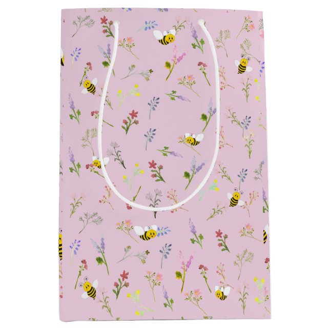 Sacola Para Presentes Média Little Wildflower Está A Caminho De Chá de fraldas (Frente)