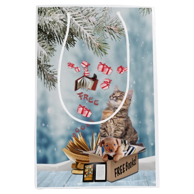 Sacola Para Presentes Média Livros gratuitos para o Natal (Frente)
