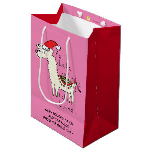 Sacola Para Presentes Média Llama Natal Crianças Engraçadas