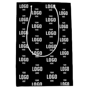 Sacola Para Presentes Média Logotipo Comercial Personalizado – Preto