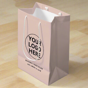 Sacola Para Presentes Média Logotipo comercial profissional e texto a cor-de-r