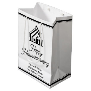 Sacola Para Presentes Média Logotipo da Empresa de Imóveis Casa Personalizada