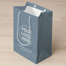 Sacola Para Presentes Média Logotipo da empresa do promocional Dusty Blue