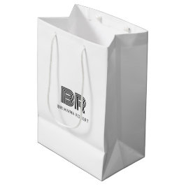 Sacola Para Presentes Média Logotipo de Marca de Monograma Moderno Elegante Br