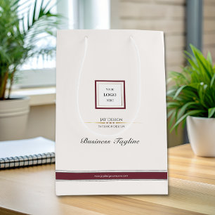 Sacola Para Presentes Média Logotipo de negócios vermelho minimalista moderno