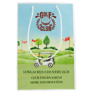 Sacola Para Presentes Média Logotipo do Torneio de Golfe do Clube / Corporativ