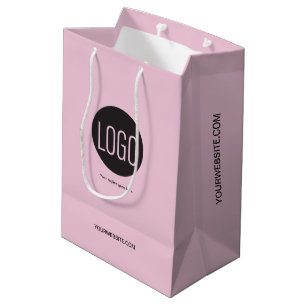 Sacola Para Presentes Média Logotipo personalizado cor-de-rosa Página comercia