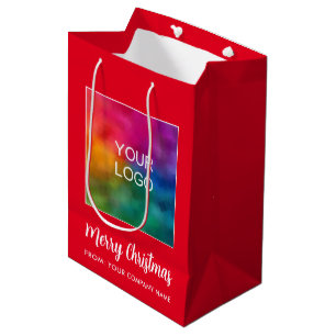 Sacola Para Presentes Média Logotipo Promocional de Natal Moderno e Elegante