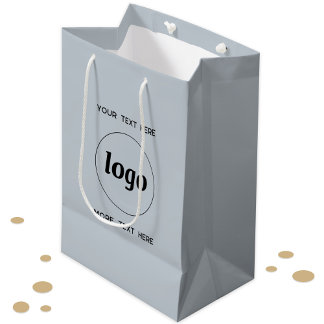 Sacola Para Presentes Média Logotipo simples com texto azul comercial