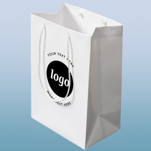 Sacola Para Presentes Média Logotipo Simples Com Texto Empresarial