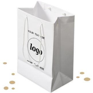 Sacola Para Presentes Média Logotipo Simples com Texto Marca comercial