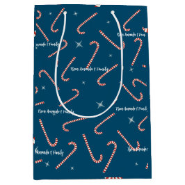 Sacola Para Presentes Média Lollies de Natal azuis personalizadas