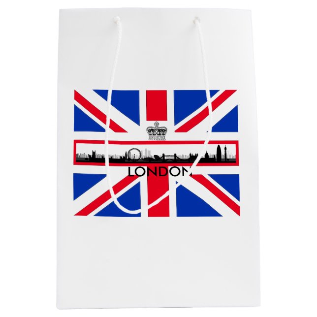 Sacola Para Presentes Média Londres Skyline Union Jack Flag Medium Gift Bag (Frente)