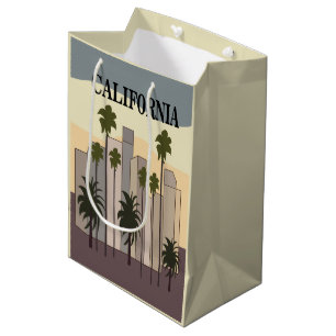 Sacola Para Presentes Média Los Angeles Cityscape Sunset Palm Trees Califórnia