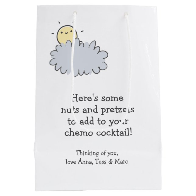 Sacola Para Presentes Média Loucos & Pretzels Chemo Cocktail - Engraçado Quimi (Verso)